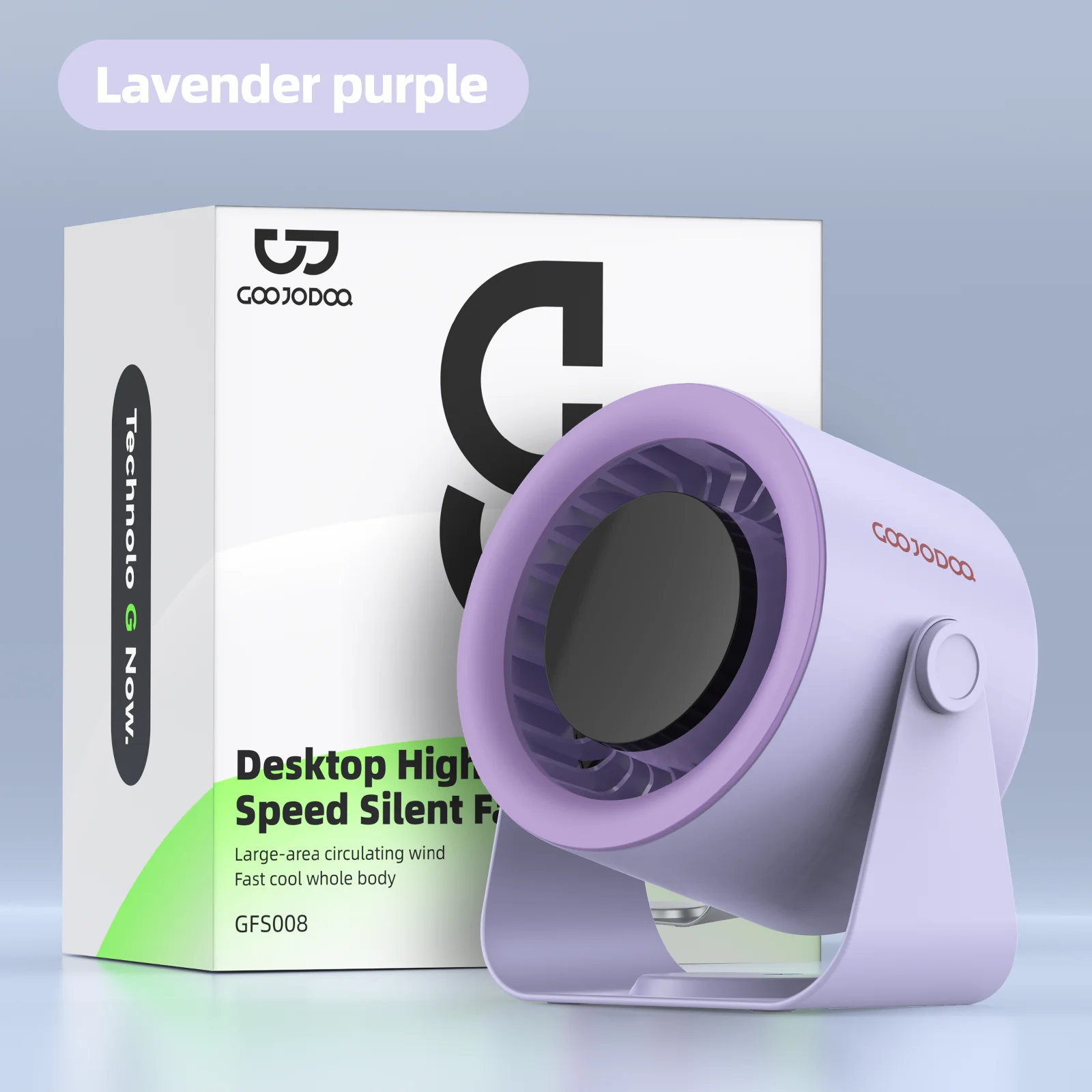 Ventilador de Mesa MDUG 4000mah, Silencioso, Velocidade Ajustável (roxo Lavanda)