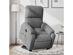 Vidaxl Poltrona Massagens Elétrica Elevatória Microfibra Cinza-escuro