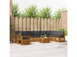 Vidaxl Conjunto De Sofás Para Exterior 11 Unid. Natural E Antracite