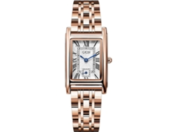 Relógios de Senhora com Caixa em Ouro Rosa Numeral Romano Relógio de Pulso de Luxo Quadrado Bracelete em Pele Castanha