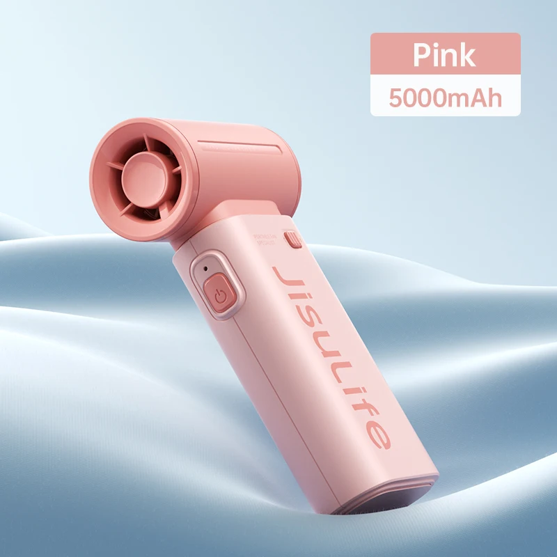 Ventilador Turbo Portátil (rosa 5000mah), 5 Velocidades De Vento, Bateria De 5000mah, Recarregável Via Usb