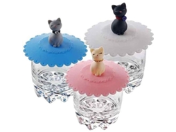 Conjunto De 3 Taponeras De Silicona Para Tazas Gatito A Prueba De Fugas Y Polvo Color Aleatorio