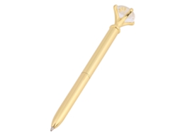 Caneta de Metal com Decoração de Pedras Strass Presente Papelaria Suprimentos de Escritório (ouro)