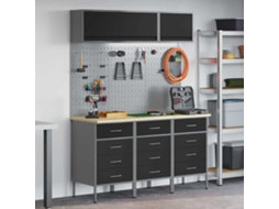 Vidaxl Conjunto De Armários De Trabalho Com Gaveta 8 Unid. Preto