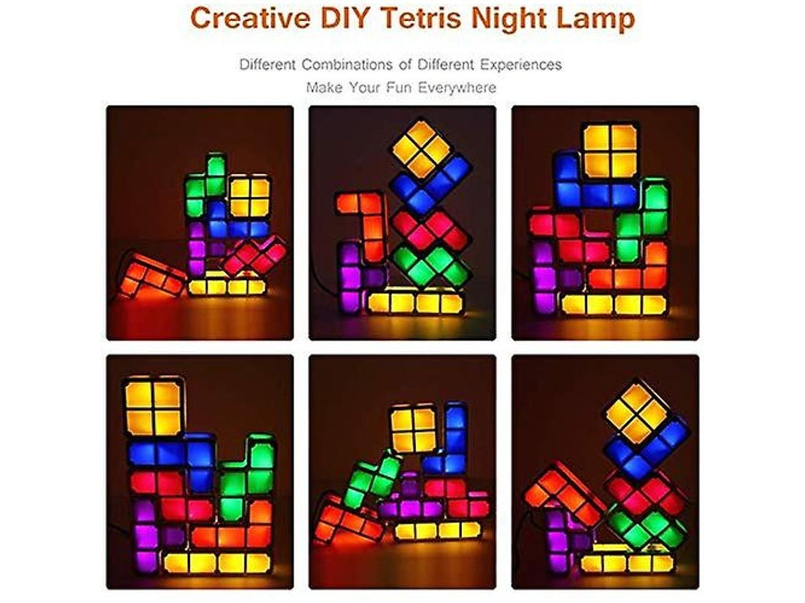 Luz De Noite Diy Tetris Colorida Montável Puzzle Led Indução Brinquedo 3d Presente
