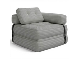 Sofá-cama 1 Lugar Em L - Veludo Cotelê Cinza Listrado - 85 X 170 Cm