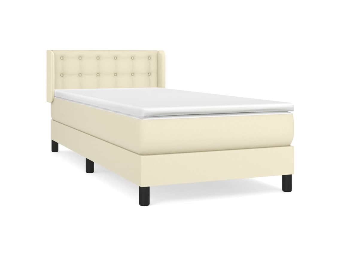 Cama com Molas e Colchão Couro Artificial Cor Creme MAISON EXCLUSIVE (100x200 cm)