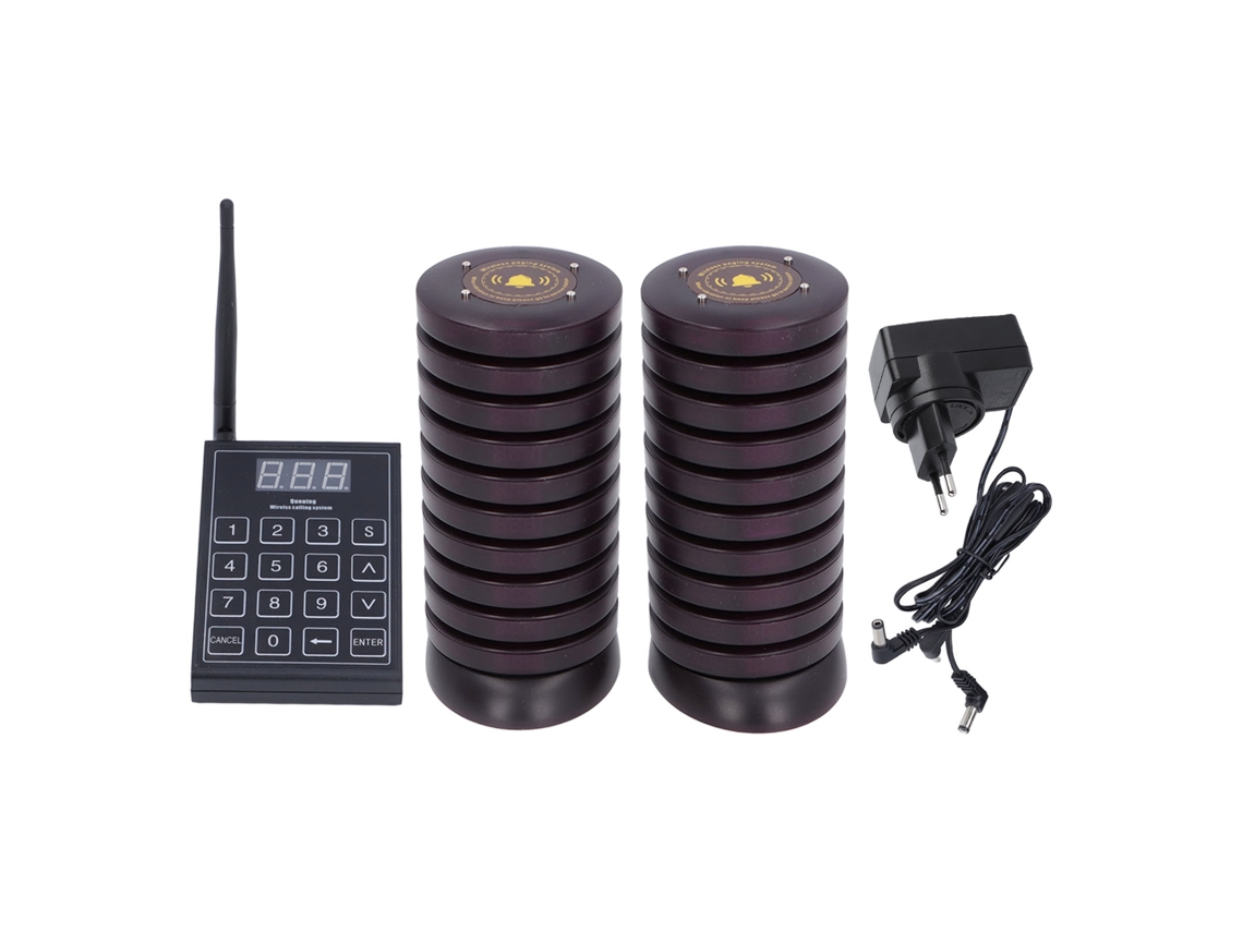Sistema Sem Fio de Paginador Profissional para Restaurante com 1 Transmissor e 20 Receptores Plug Ue