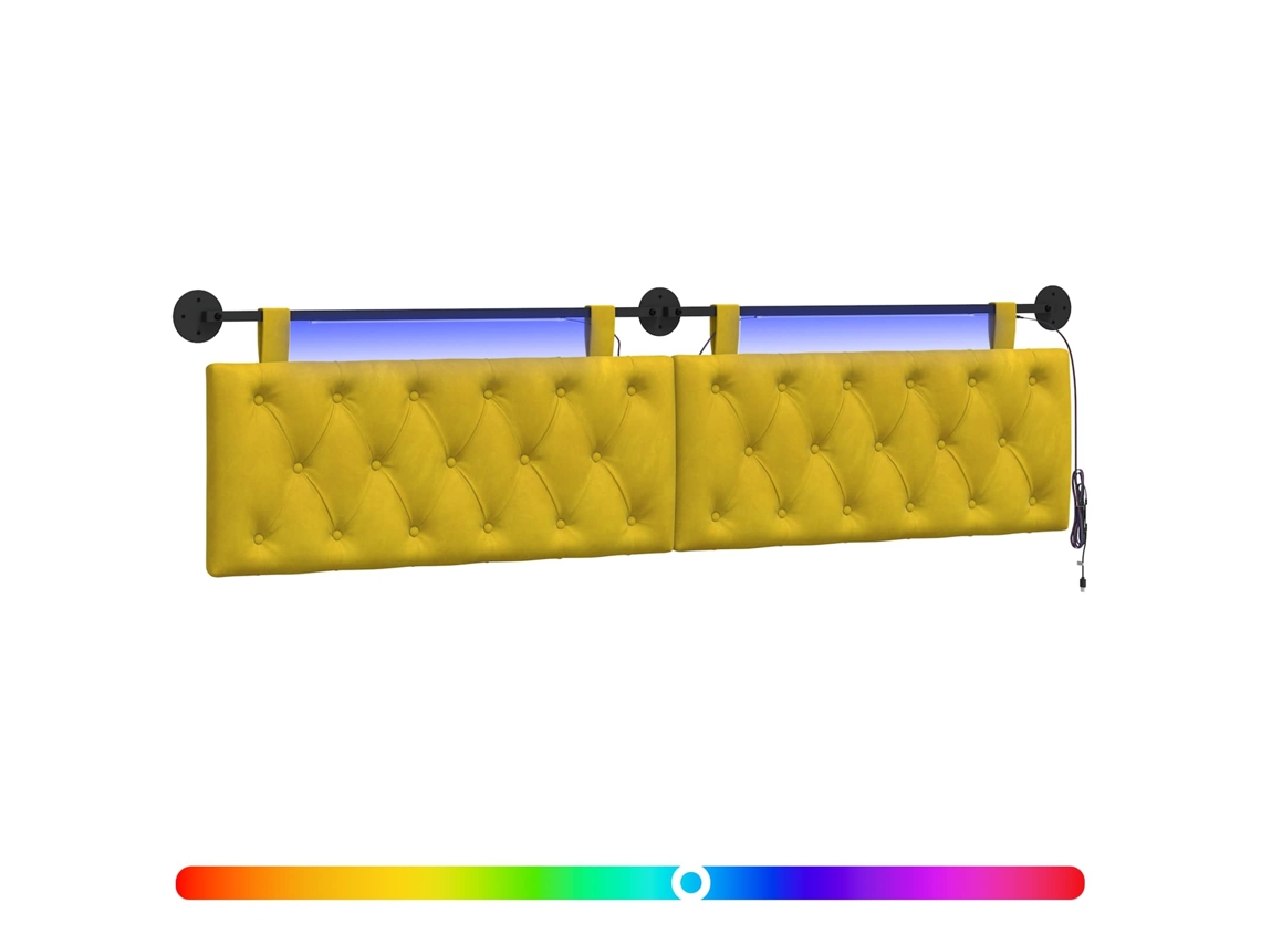 Conjunto 1 Cabeceira Moderna Vidaxl Amarelo Veludo (210 X 55 X 7 Cm)