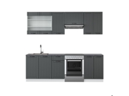 Cozinha Fame-Line, 240 cm sem bancada, Casa de campo antracite/branco, Vicco