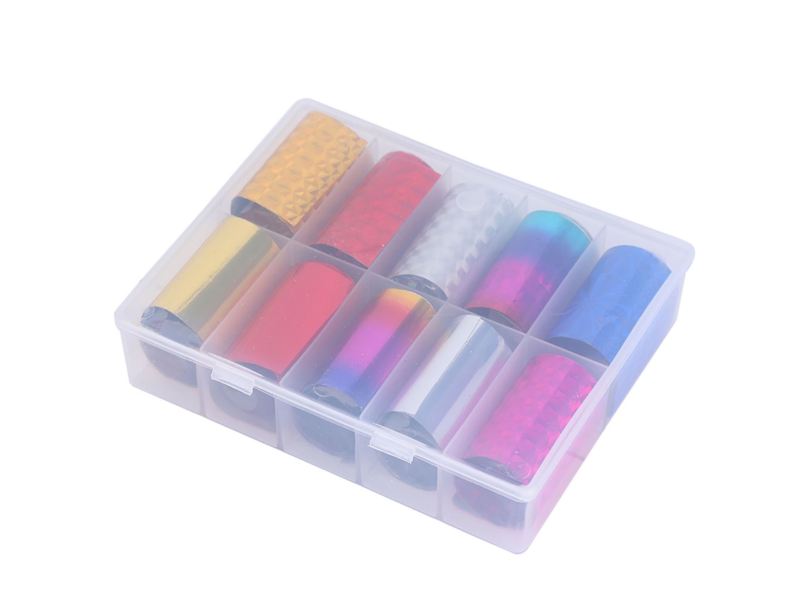 2026altiro-10 Rolos De Adesivos Transferíveis De Arte De Unhas Foil Estrelado Glitter Mistura De Cores Tz15