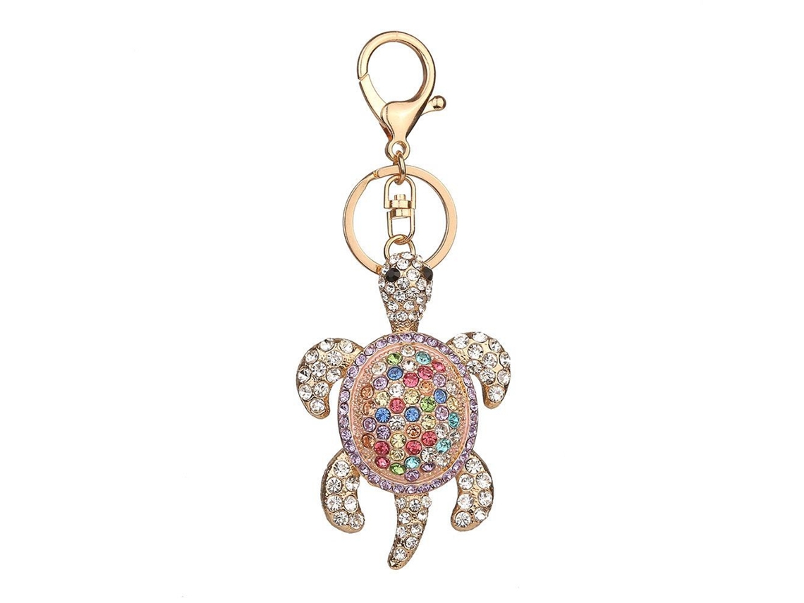 Pingente Tartaruga Com Strass E Liga Chaveiro Bolsa E Carro