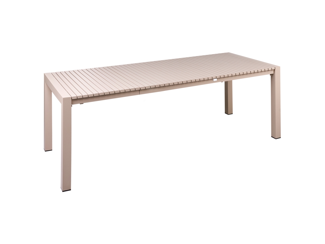 Mesa De Jardín Extensible Beliani Ardesio De Aluminio Beige 90x220x75