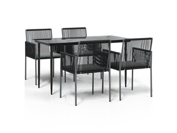 Garden Dining Set, Garden Dining Sets Vidaxl Preto Rattan / Vime (140 Cm Table Length)