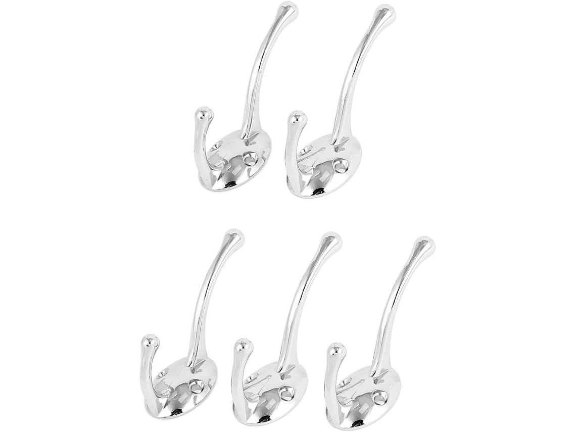 Cabide de Parede para Porta de Banheiro com Gancho Duplo, 5 Peças CHABERLU