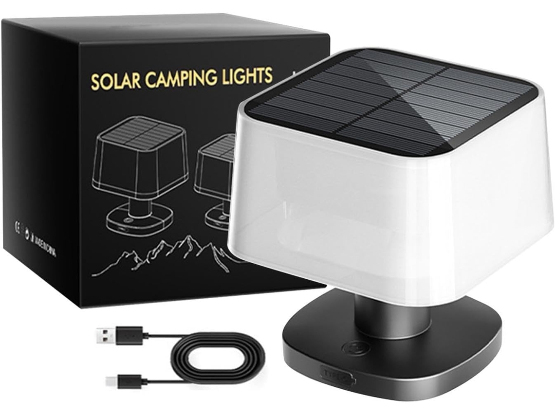 Luminária Solar de Mesa, Lanterna Telescópica Semi Fio Com 3 Níveis Brilhantes