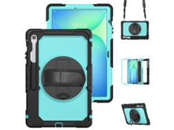 Capa para Samsung Tab S10 FE Plus 13.1 com alça de ombro e suporte antiqueda preto e azul claro XIAOMOYU
