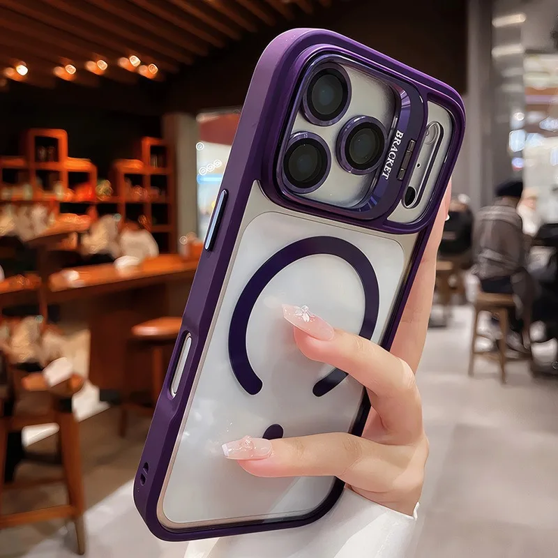 Capa Magnética Transparente Para Iphone (roxo Escuro, Iphone 15)