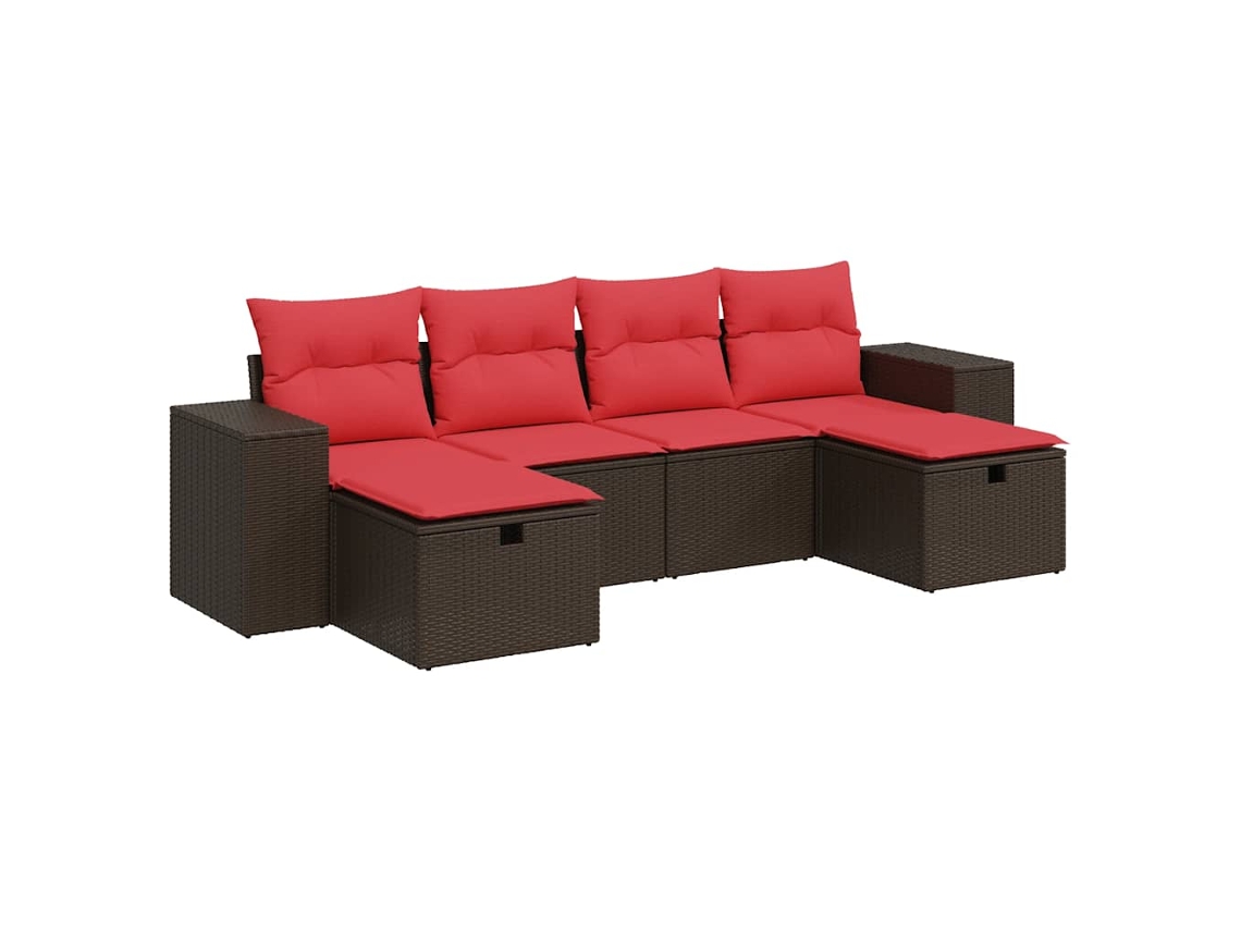 Conjunto de 6 Sofás Jardim com Almofadões Vime Pe Castanho MAISON EXCLUSIVE (80x200 cm)
