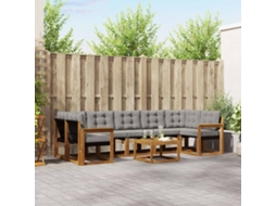 Vidaxl Conjunto De Sofás Para Exterior 8 Pcs Cinza Natural E Claro