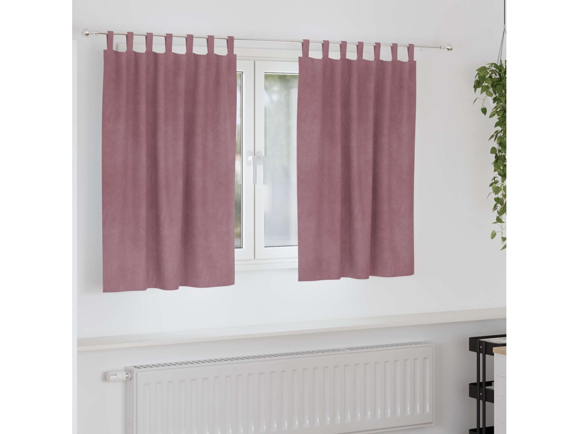Vidaxl Cortinas Opacas 2 Unid. Rosa Escuro 140 X 140 Cm Veludo