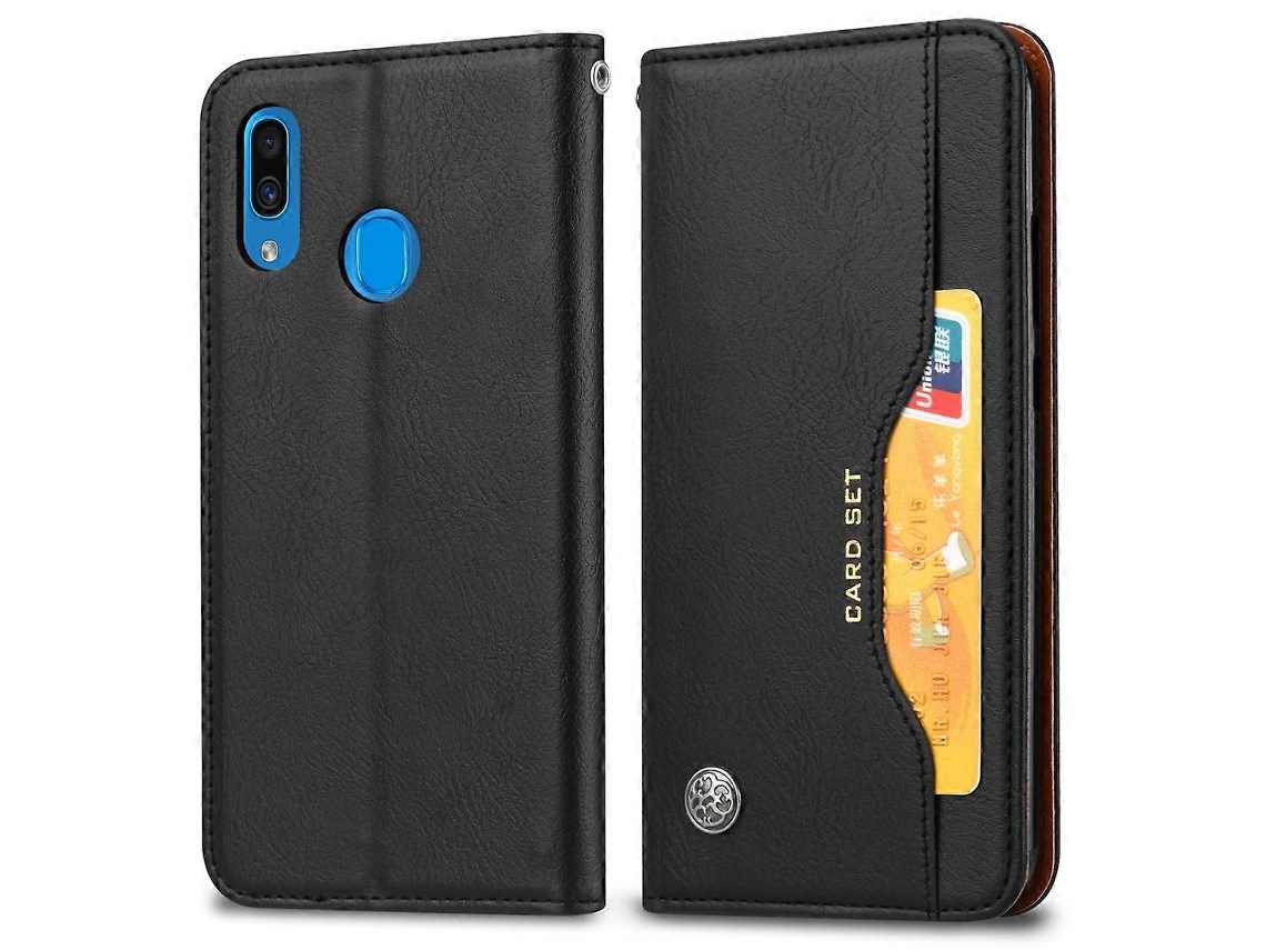 Capa De Couro Com Textura De Pele Amassada, Estilo Flip Horizontal, Para Galaxy A20e, Com Porta-retratos, Suporte Para Fotos, Compartimentos Para Cart