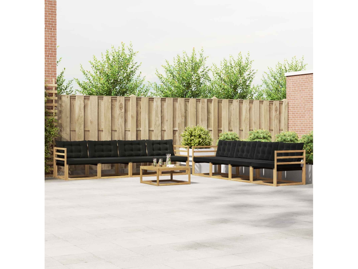 Vidaxl Conjunto De Sofás Para Exterior 9 Unid. Branco E Preto