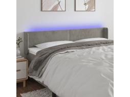 Cabecero de Terciopelo con Luces LED 203x16x78/88 cm Gris Claro