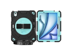 Capa Para Ipad Air 11 (2024) Com Suporte, Alça De Mão, Em Policarbonato E Silicone, E Alça De Ombro.