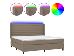 Cama Box Spring com Colchão e Led Tecido Cinza Acastanhado MAISON EXCLUSIVE (200x200 cm)