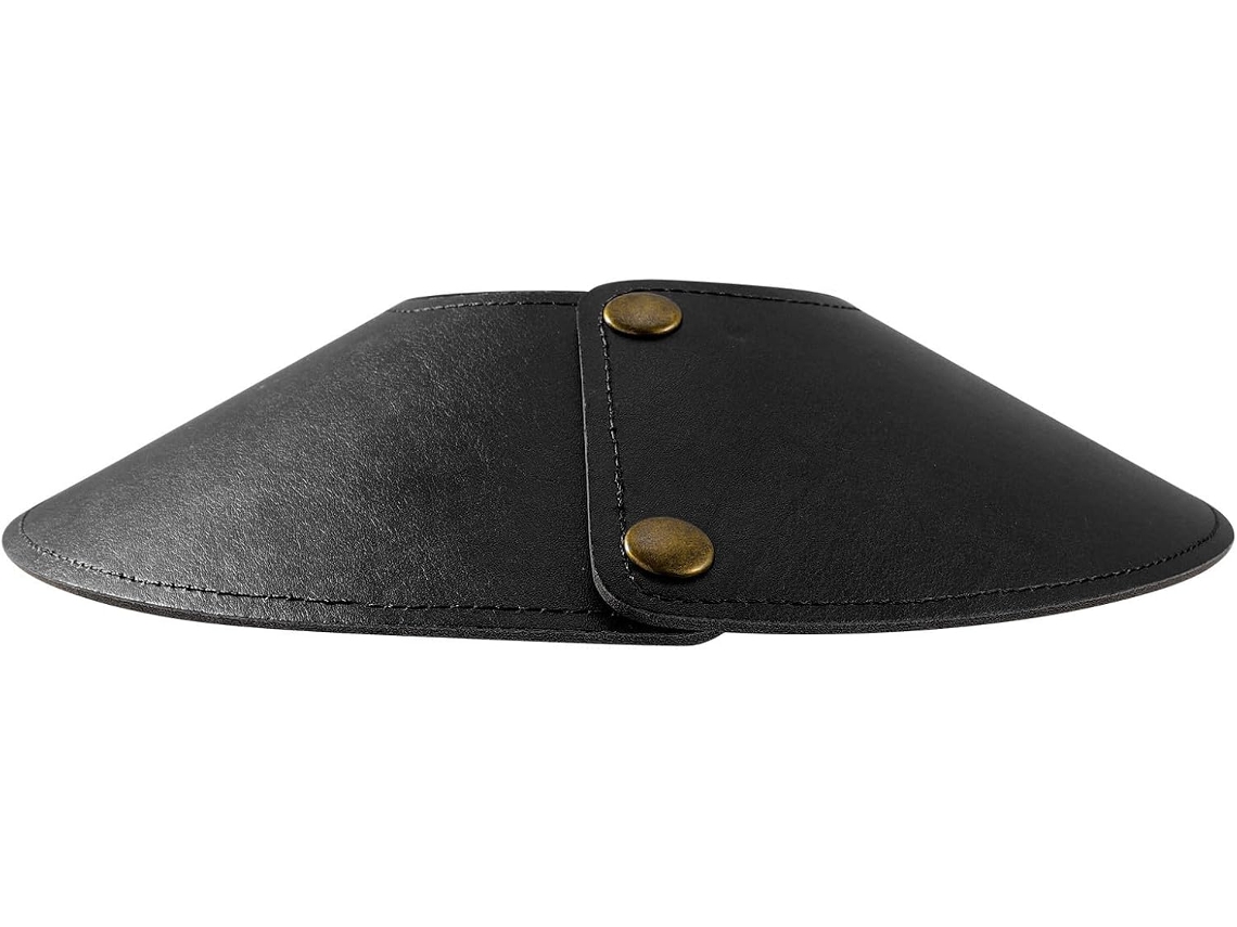 Abajur Redondo De Couro Preto Com Capa Removível Para Quarto.