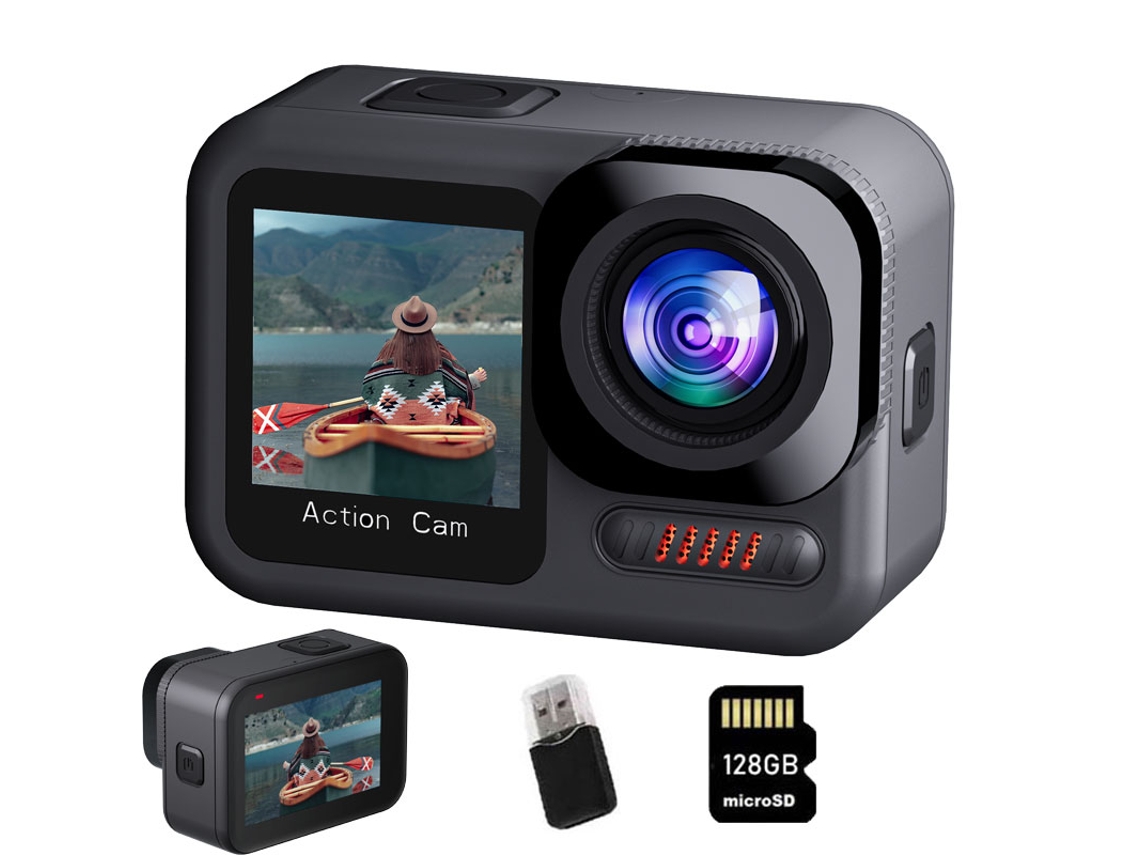 Câmera de Ação SZSMART 860a 4k60fps Corpo Impermeável 20m Câmera Esportiva Tela Dupla Eis para Vlogs Moto + Cartão de Memória 128g
