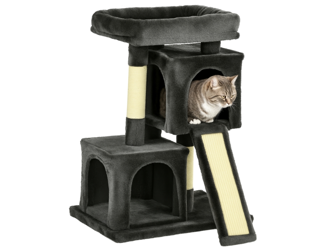 Arranhador de Gato 83cm com Sisal Colunas de Sisal, Multiandares, para Gatos Pequenos, Cinza Escuro Ge