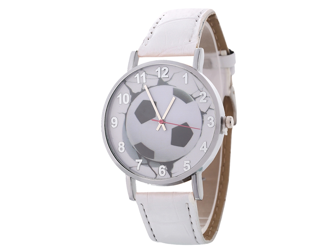 Relógio de Pulseira de Quartzo com Pulseira de Couro Pu Redondo Simples Unissex Branco