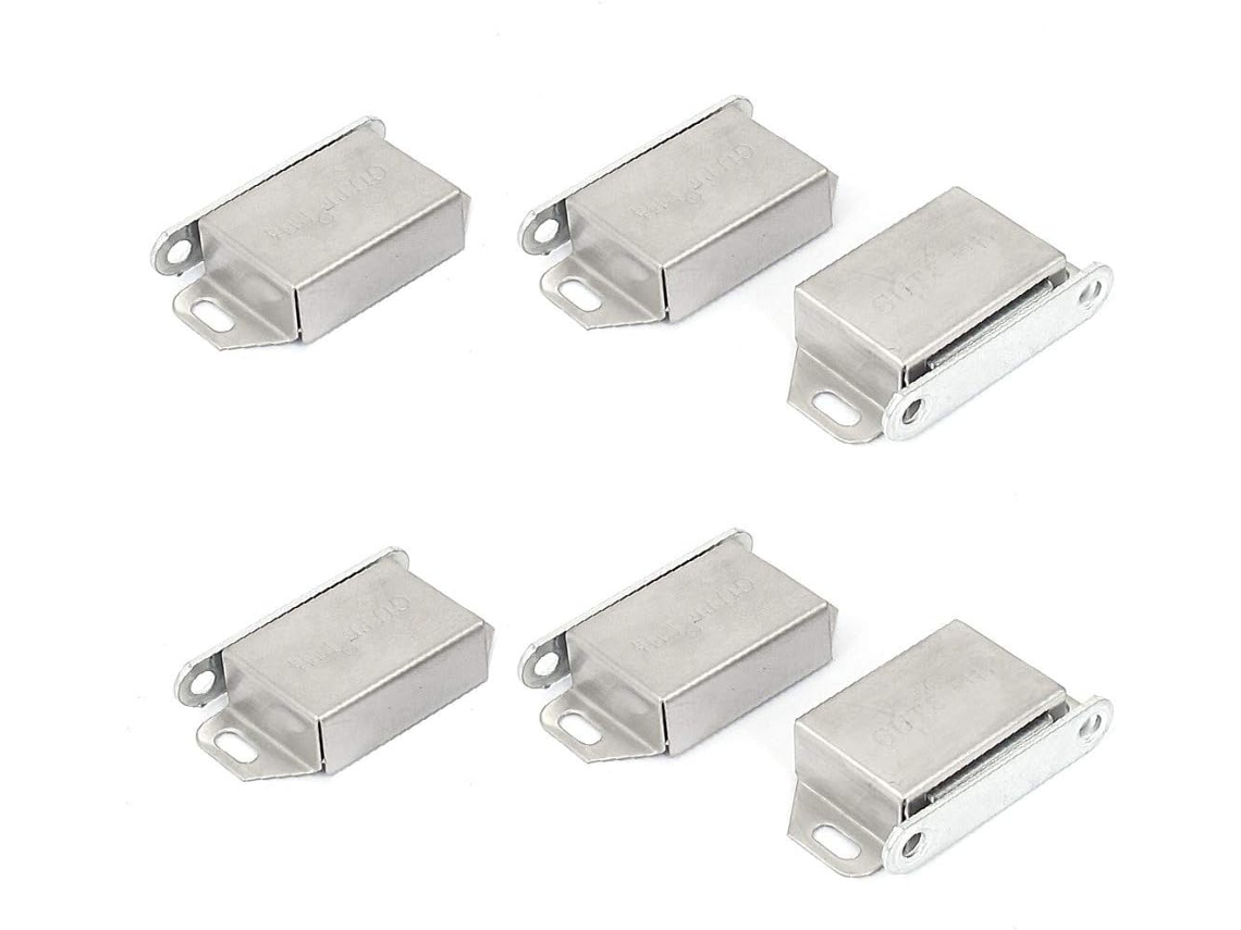Novo Lon0167 Armário Ímã Simples Com Trava Magnética De Metal Alta Eficácia, Suporte De Batente Porta Magnético, 6 Peças