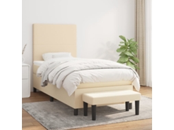 Cama Com Molas/colchão 90x200 Cm Tecido Cor Crème