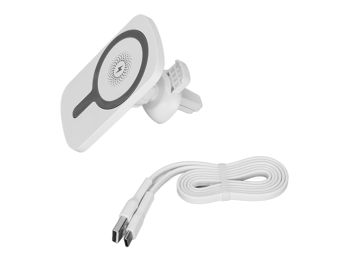 Carregador Sem Fio Magnético Para Carro Com Suporte Estável Em Abs Compatível Com Iphone 12 13 Branco