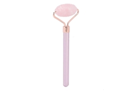 Massageador facial portátil Aquaforge 3 em 1 com rolo de quartzo rosa e microagulhas, massageador facial firmador e lifting.