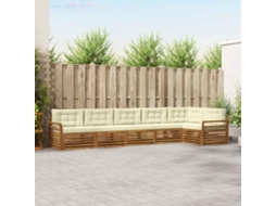 Vidaxl Conjunto De Sofás Para Exterior 6 Unid. Natural E Creme