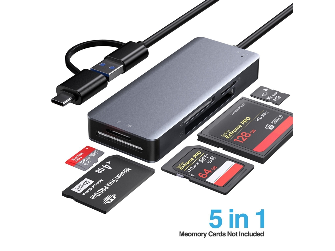 Lurelia Leitor De Cartões Usb-c/usb Sd/tf/cf/ms, Plug Play