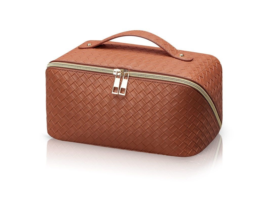 Bolsa de Maquilhagem Grande para Viagens de Couro Pu
