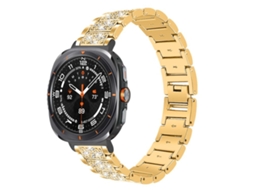 Bracelete Para Samsung Galaxy Watch Ultra - Aço Inoxidável Com Joias De Diamante (47mm) - Dourada