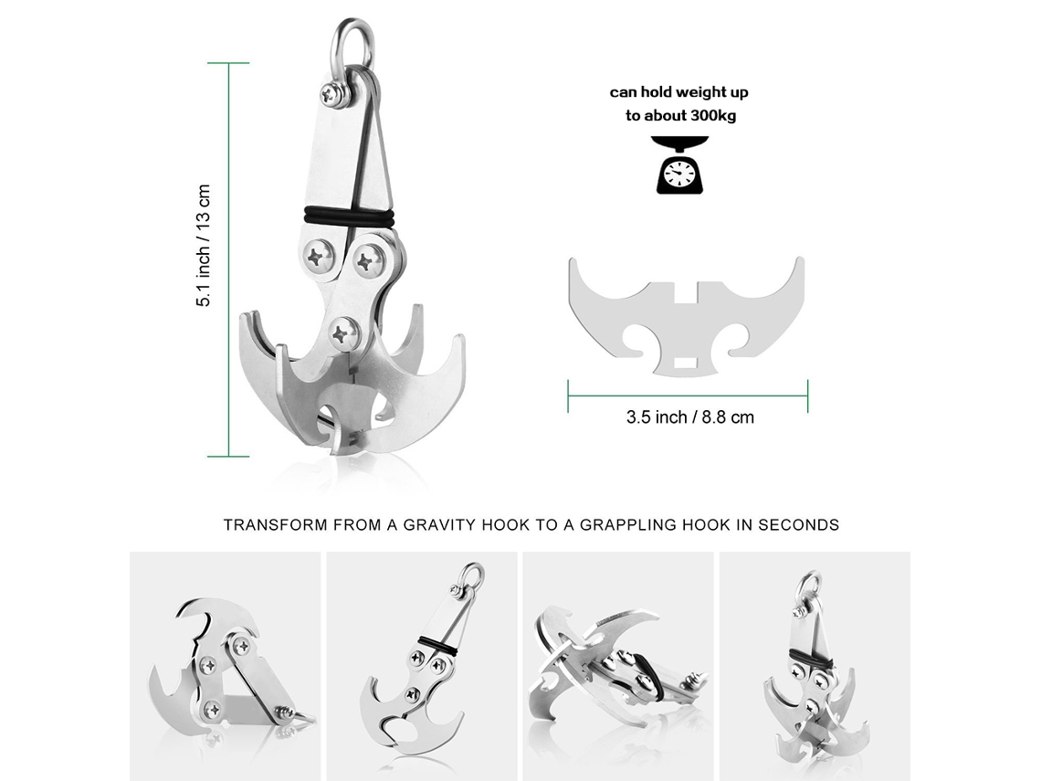 Gancho De Aranha De Aço Inoxidável Com Ímã Forte Plegável Ferramenta De Resgate Camping Escalada