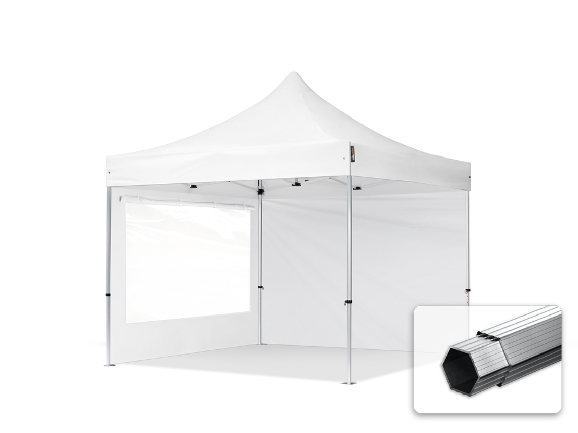 Tenda Dobrável 3x3m, Alumínio Profissional De 40 Mm, Laterais Com Janelas Panorâmicas, Branca