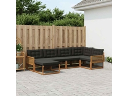 Vidaxl Conjunto De Sofás Para Exterior 6 Pcs Natural E Preto