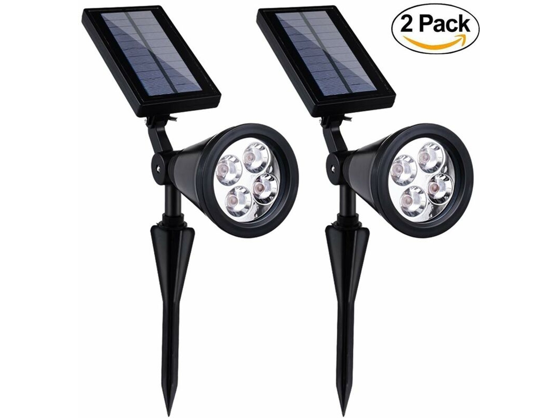 Conjunto de 2 Luminárias Solares para Paisagismo, com 4 Leds de Cor Única e Alta Intensidade AQUAFORGE