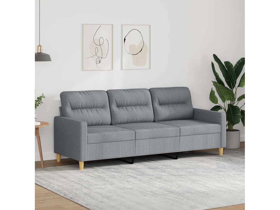 Vidaxl Sofá De 3 Lugares 180 Cm Tecido Cinza-claro