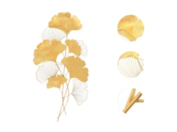 Decoração De Parede, Design De Folha Tridimensional, Arte Em Ferro Feita À Mão, Ouro