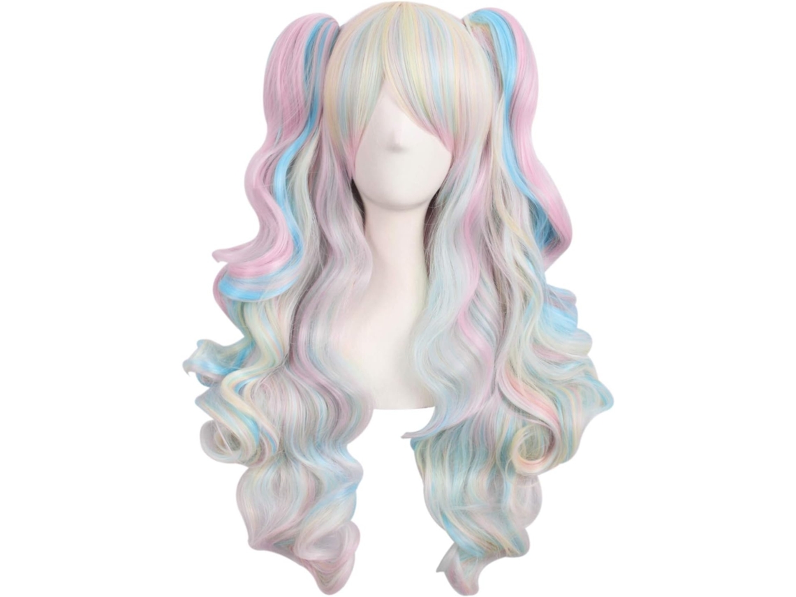 Elysve Peruca Longa, Encaracolada E Entrançada, Estilo Anime, De 28 Polegadas (70 Cm) Para Mulher (colorida)
