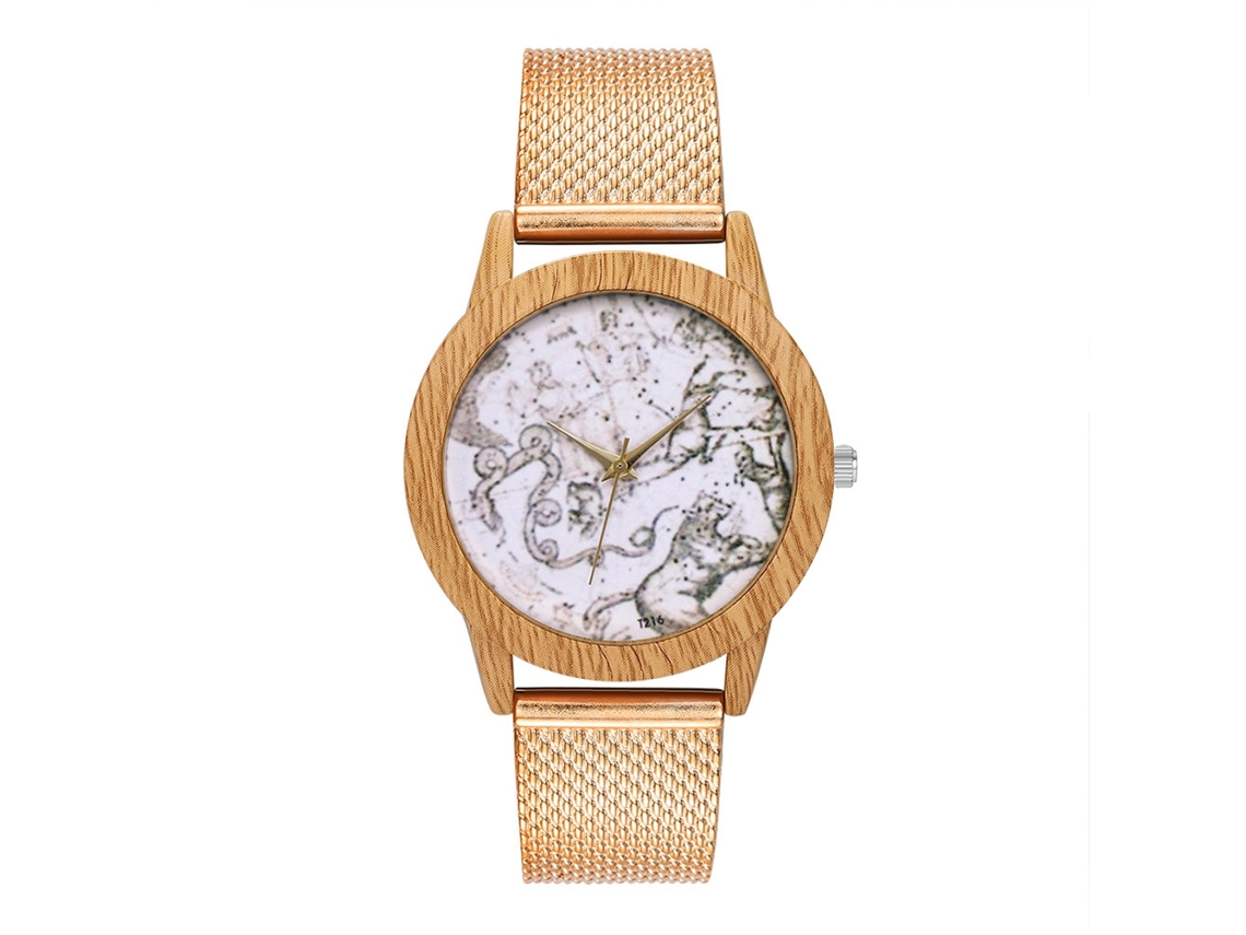 Relógio analógico de quartzo com pulseira de malha simples, estilo executivo para mulheres e homens (ouro rosa)